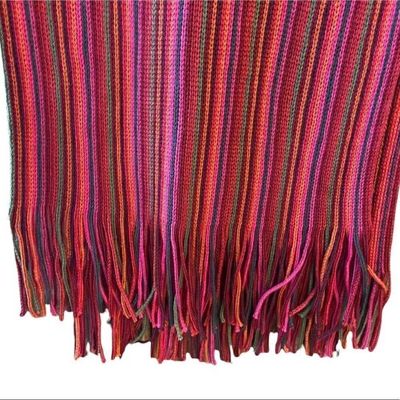 Colorful Pink Red Green Purple Cotton 80” Stretch Fringe BOHO Ski Scarf Wrap - Picture 2 of 7